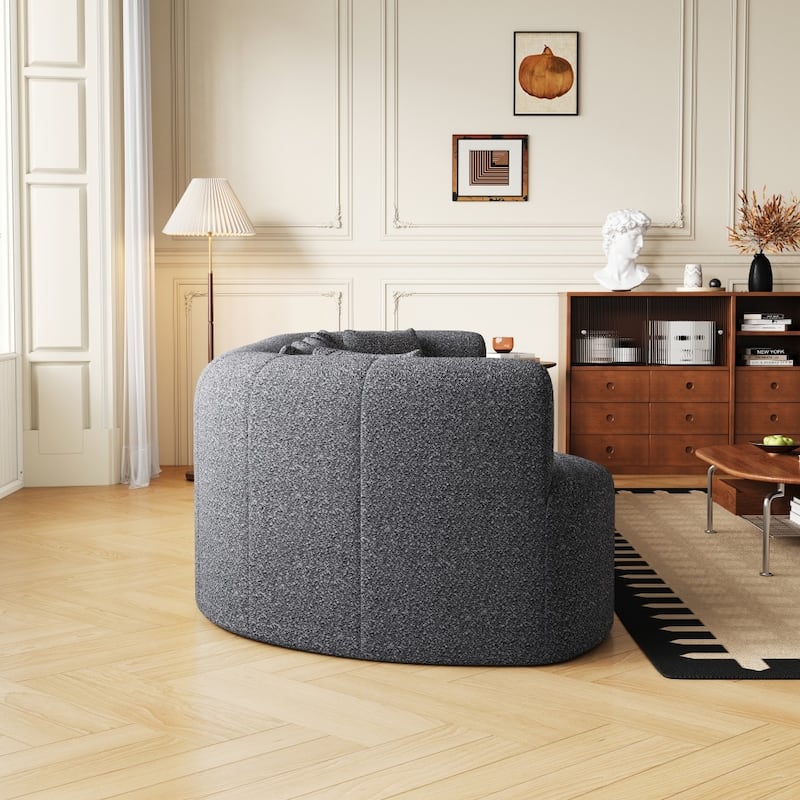 106.3" Chenille Curved Sectional Bone-Free Cloud Sofa with 6 Pillows