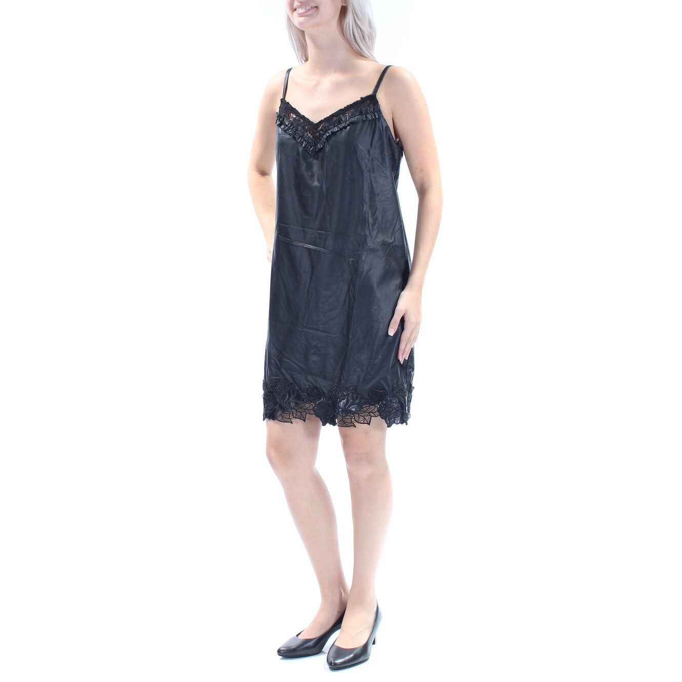 Shop Guess 108 Womens New 1329 Black Faux Leather Lace Shift