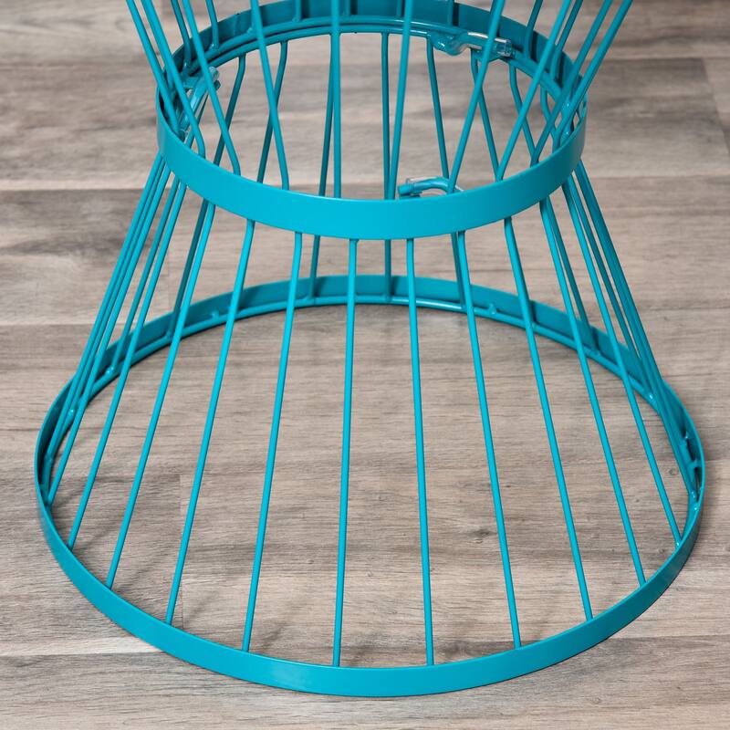 Outsunny 16" Steel Patio End Table, Side Table with Hourglass Design, Accent Table for Outdoor and Indoor Use