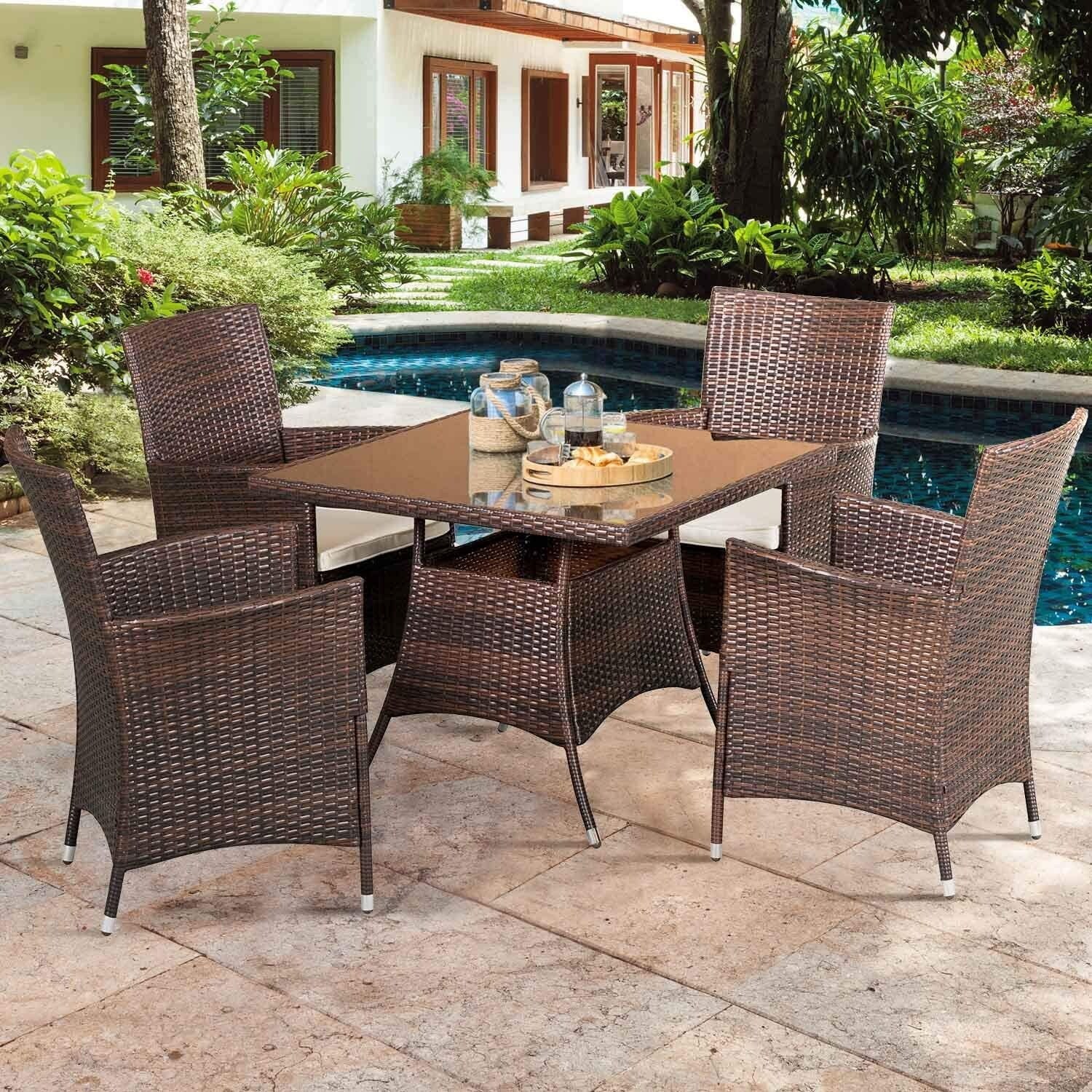 Square wicker shop dining table