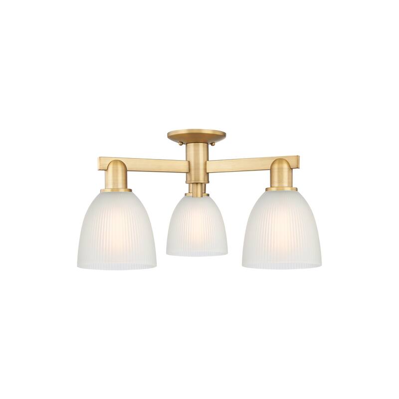 Innovations Lighting Endless Possibilities Arcadia - Castile - 3 Light 24" Semi-Flush Mount - Brushed Brass/White