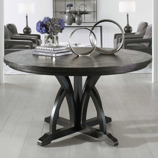 slide 2 of 6, Uttermost Maiva 56 Inch Wide Mango Wood Dining Table by Matthew Weathered Black