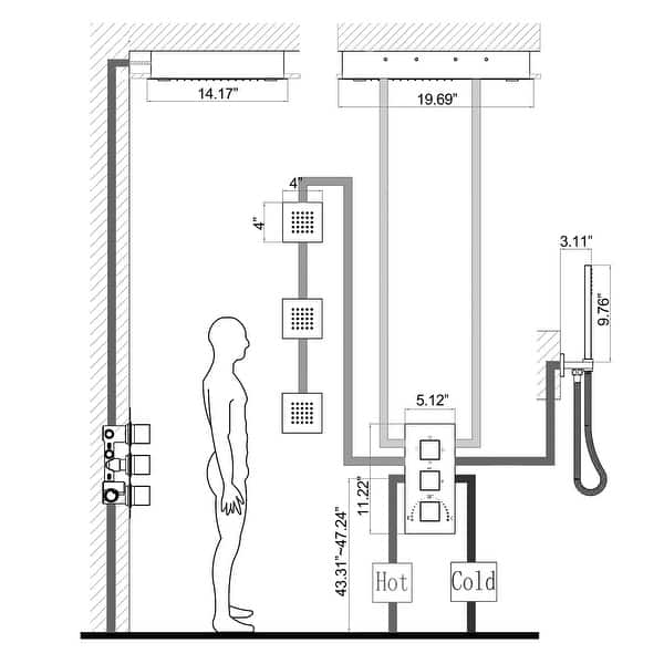 dimension image slide 0 of 4, Complete Shower System with Rough-in Valve