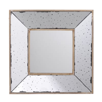 Distressed Silver Square Accent Wall Mirror