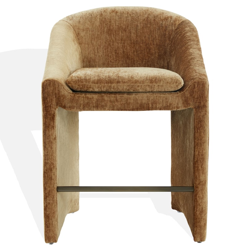 SAFAVIEH Couture Kagan Chenille 27-inch Counter Stool - 26"W x 24"D x 35"H - Amber