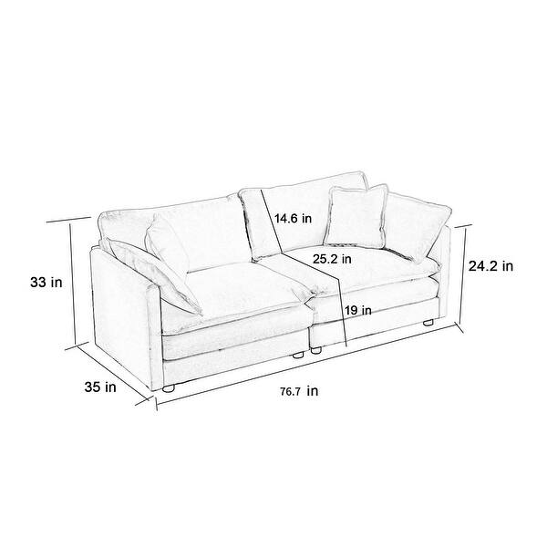 dimension image slide 1 of 20, Cloud Chenille Upholstered Modular Sectional Sofa with DIY Combination Design