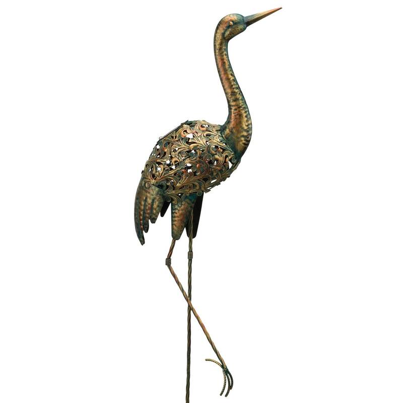 Solar Bird Stake - Crane - 11.5"x4.5"x44"