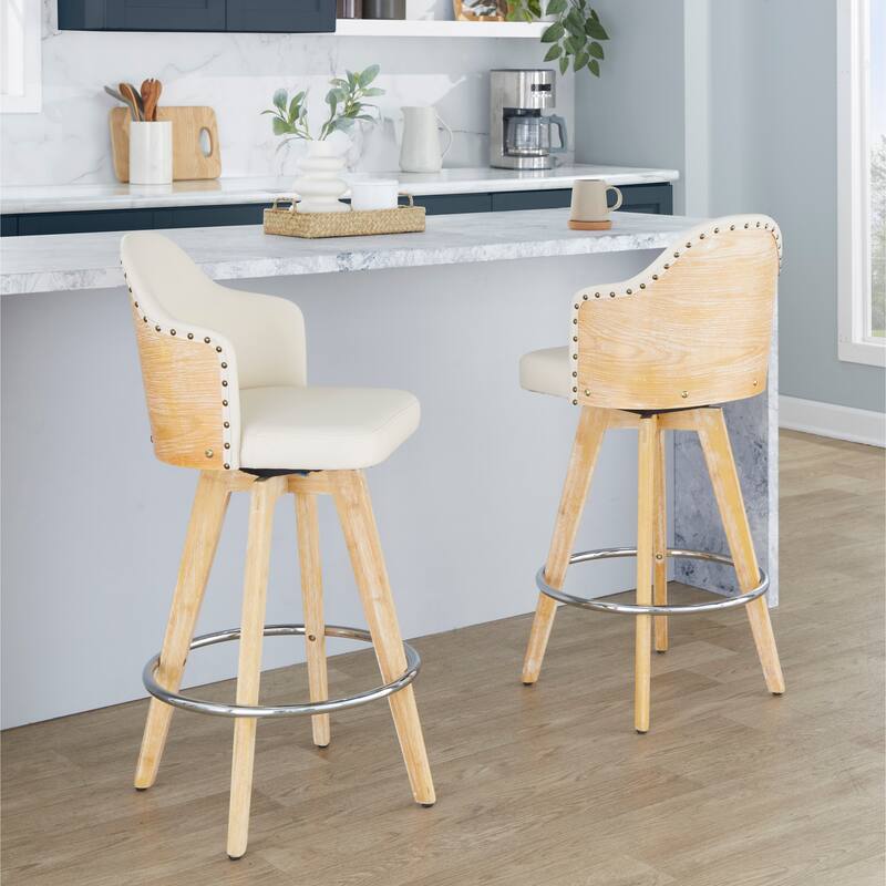 Carson Carrington Valsatra 26" Fixed-Height Counter Stool with Natural Wood Back (Set of 2)