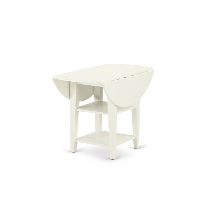 HomeStock 3-Piece Linen White Finish Round Solid Wood Top Dining Table Set