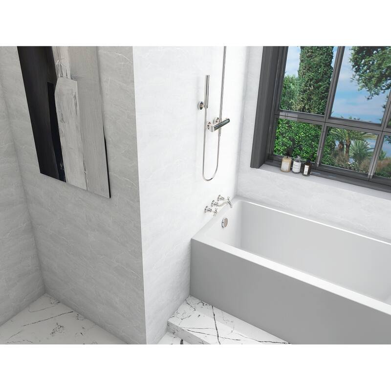 Indigo Home Alcove Soaking Bathtub 30x60 inch Left Drain in Glossy White