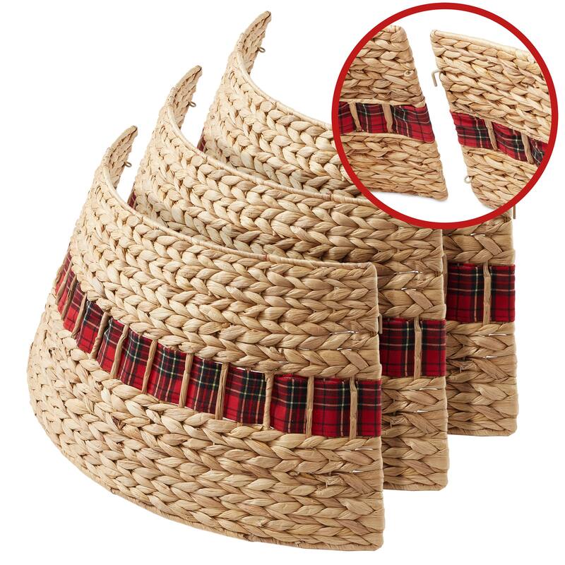 Christmas Tree Collar Woven Farmhouse Tree Base Cover Cord Cut Out