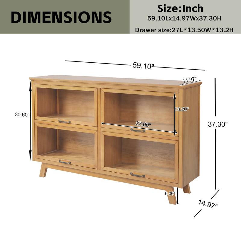 Christopher Knight Home - Farmhouse Wooden Display Cabinet with 4 Glass Doors