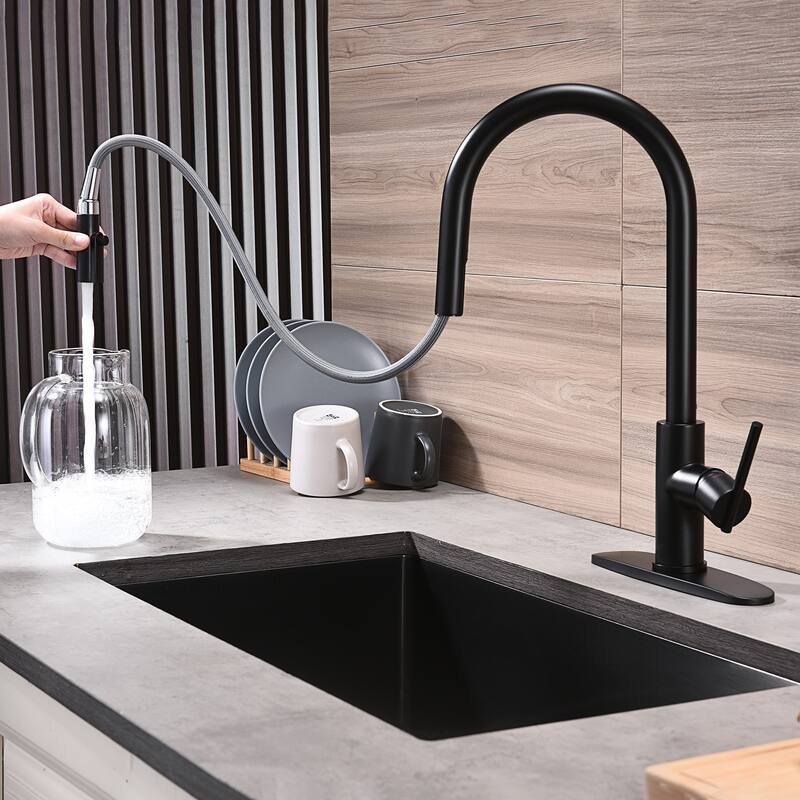 Single Handle Kitchen Faucet Pull Down Sprayer with Soap Dispenser