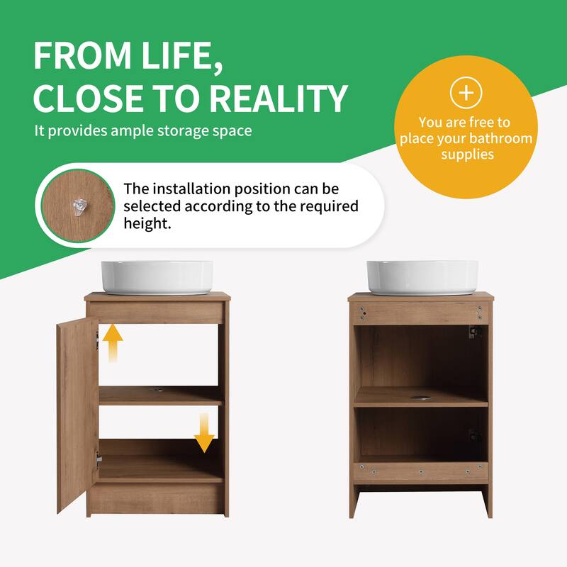 BNK 20'' Single Bathroom Vanity With Sink, Freestanding Bathroom Vanity with Soft Close Doors and Shelf