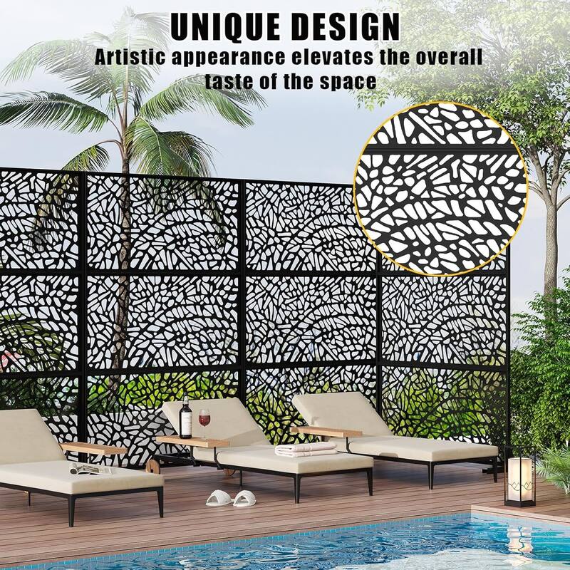 Freestanding Weatherproof Garden Divider Panel Privacy Screen, Fence for Patio Deck Backyard, Web Pattern