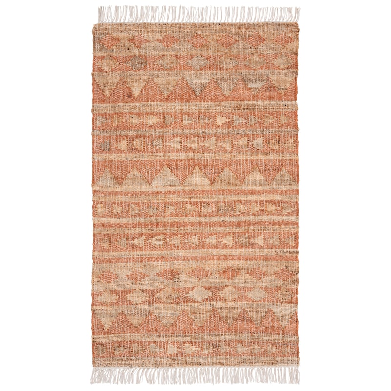 SAFAVIEH Handmade Kilim Antjelina Bohemian Jute Fringe Rug - 4' x 6' - Natural/Rust