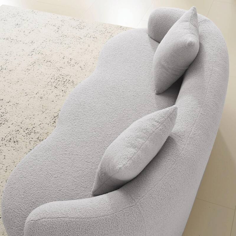 Curved Loveseat Sofa with Round Armrests - Compression Couch with 2 Pillows