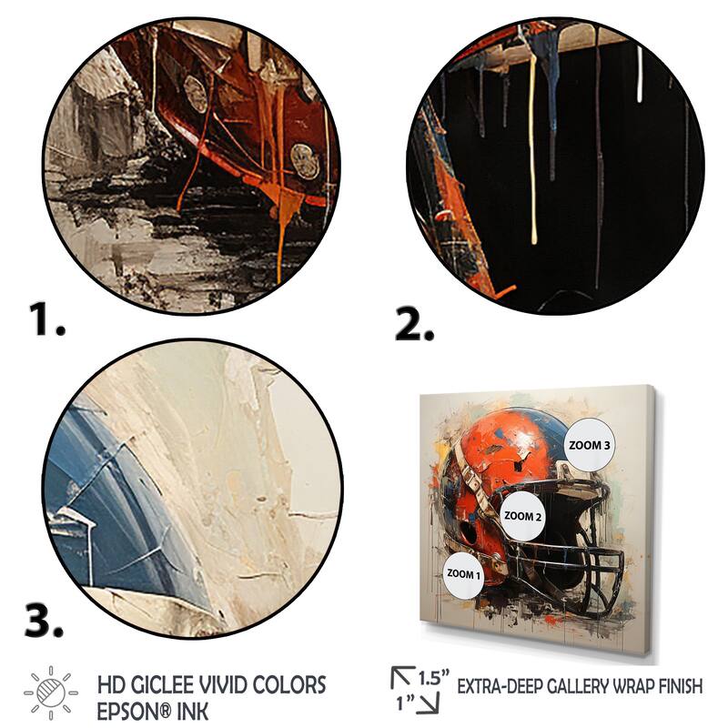 Designart "Minimalist Red Football Helmet II" Sport Football Wall Decor Red Modern Living Room Framed Canvas Art