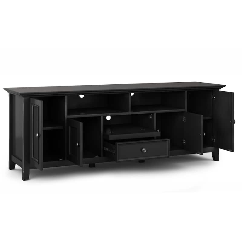 WYNDENHALL Halifax 72 inch Wide Solid Wood Transitional TV Stand - 72"w x 19"d x 26" h