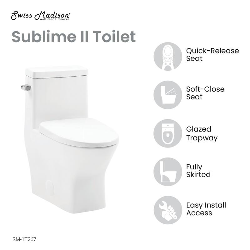 Swiss Madison SM-1T267 Sublime II 1.28 GPF One Piece Round Toilet with