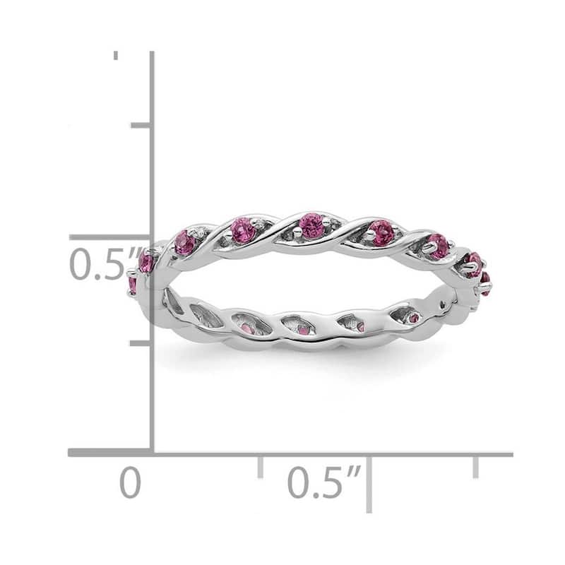 Curata 2.5mm 925 Sterling Silver Polished Prong set Stackable Expressions Rhodolite Garnet Ring