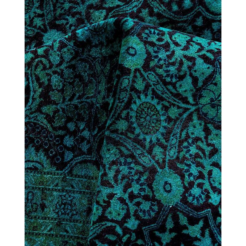 Overdyed, One-of-a-Kind Hand-Knotted Area Rug - Blue - 10' 2" x 17' 8"