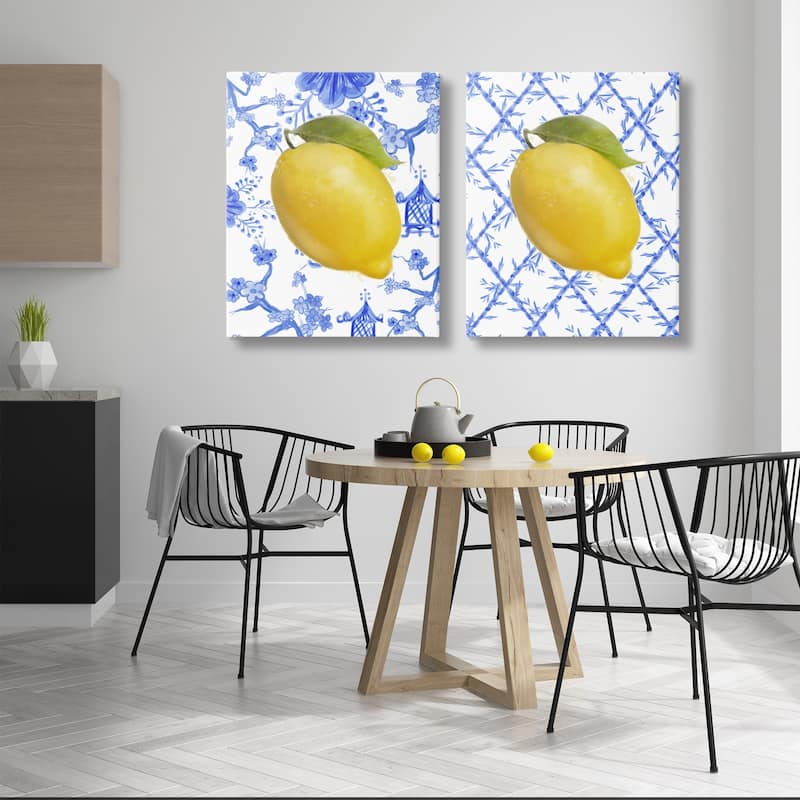 Stupell Classic Chinoiserie Lemons Canvas Wall Art Design By Matthew Piotrowicz (Set of 2)