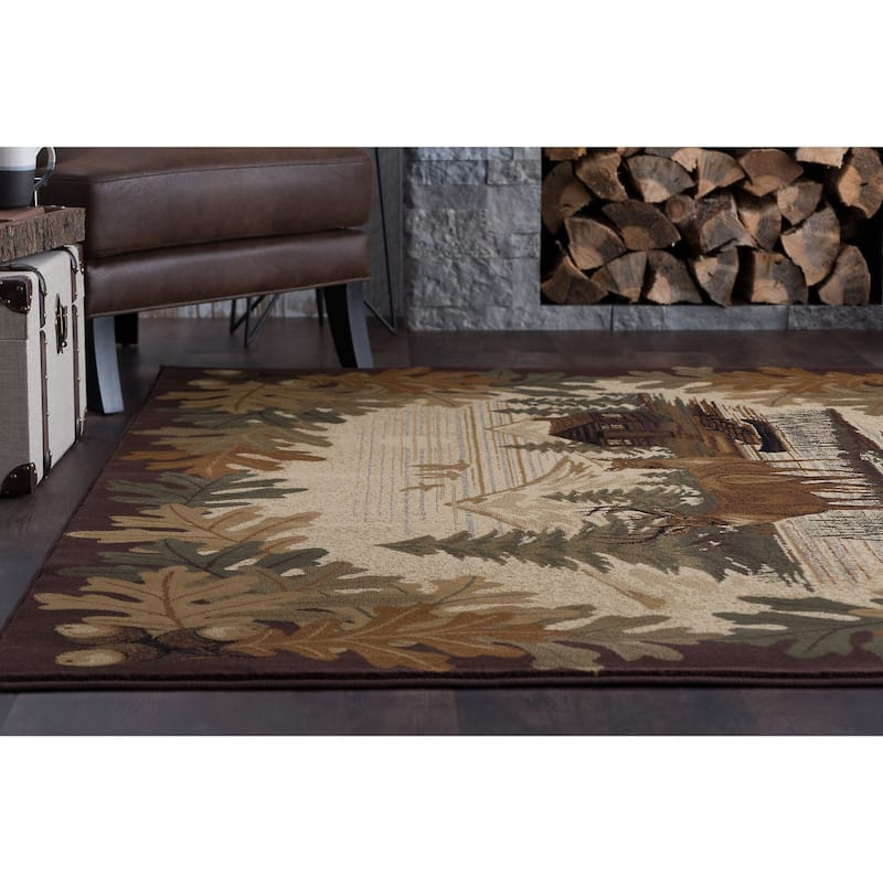 Natural Lodge Novelty Graphic Indoor Area Rug