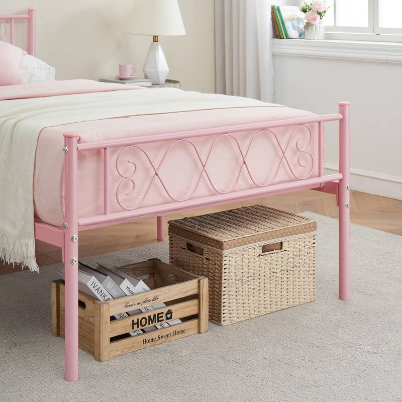 Bed Frame with Headboard and Footboard for Girls and Boys