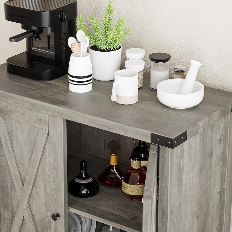 Storage Cabinet 15.7" d x 30" w x 31.5" h, Sideboard Buffet Cabinet with 2 Doors and Adjustable Shelves