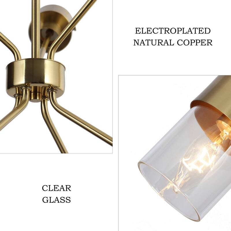 Modern Glam 7-Light Gold Sputnik Chandeliers with Clear Glass