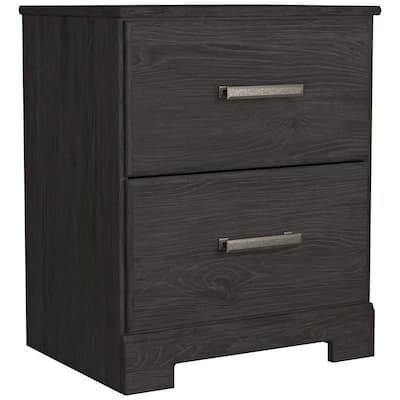 Black 2 Drawer 15.59 in. W Nightstand with Sturdy Hardware and Ample Storage