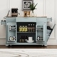 preview thumbnail 4 of 14, Bar Table Rolling Fluted Kitchen Island with Trash Can Blue grey