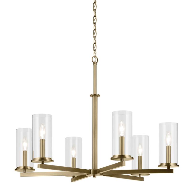Kichler 44013 Crosby 6 Light 33" Wide Taper Candle Chandelier - Natural Brass