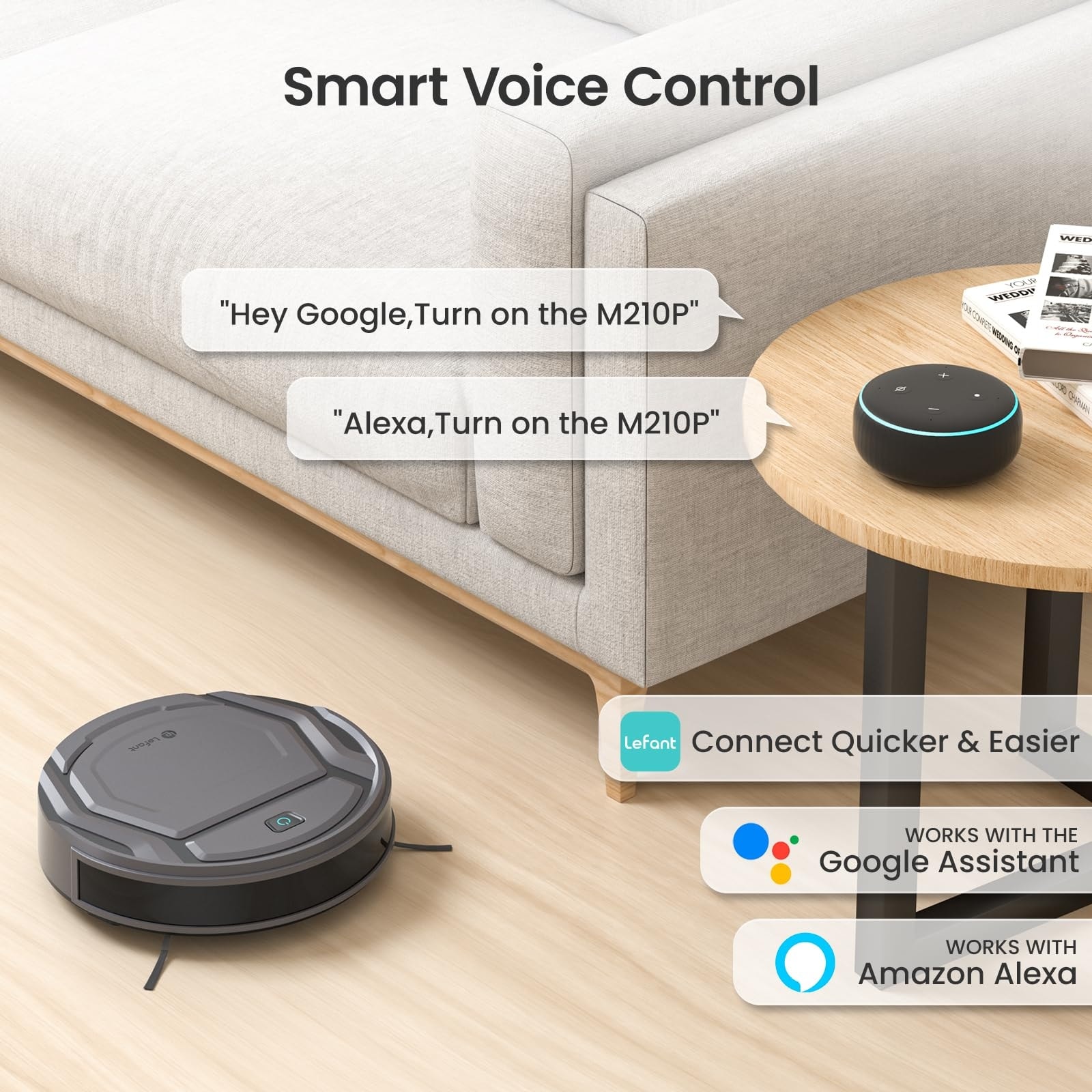 Lefant Robot Vacuum Cleaner with 2200Pa Powerful  Suction,Tangle-Free,Wi-Fi/App/Alexa,Featured 6 Cleaning Modes,Self-Charging  Slim Robotic Vacuum
