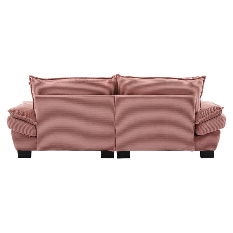 Oversized Corduroy Loveseat Sofa - 84" Wide Deep-Seat Couch with Pillows for Living Room, Apartment, Office