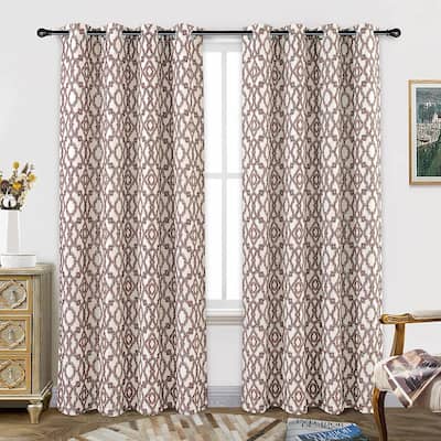 DriftAway Nove Lattice Geometric Pattern Thermal Room Darkening Window Curtain - 52" Width X 84 " Length