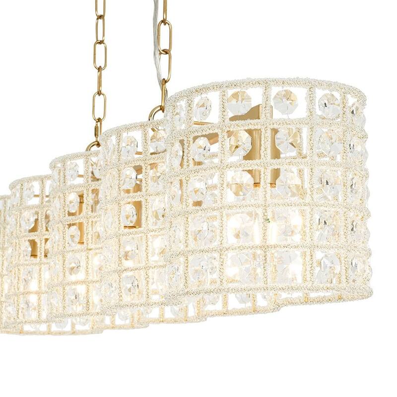 Gorgeous 5-Light Sparkling Crystal Grid Linear Chandelier