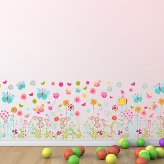 Walplus Colorful Butterfly Flower Skirting Wall Sticker Nursery Decor