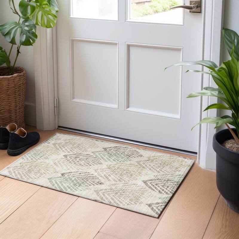 Premium Washable Super Soft Farmhouse Leaves Mayfield Rug - Beige - 1' 8" x 2' 6" - Rectangle