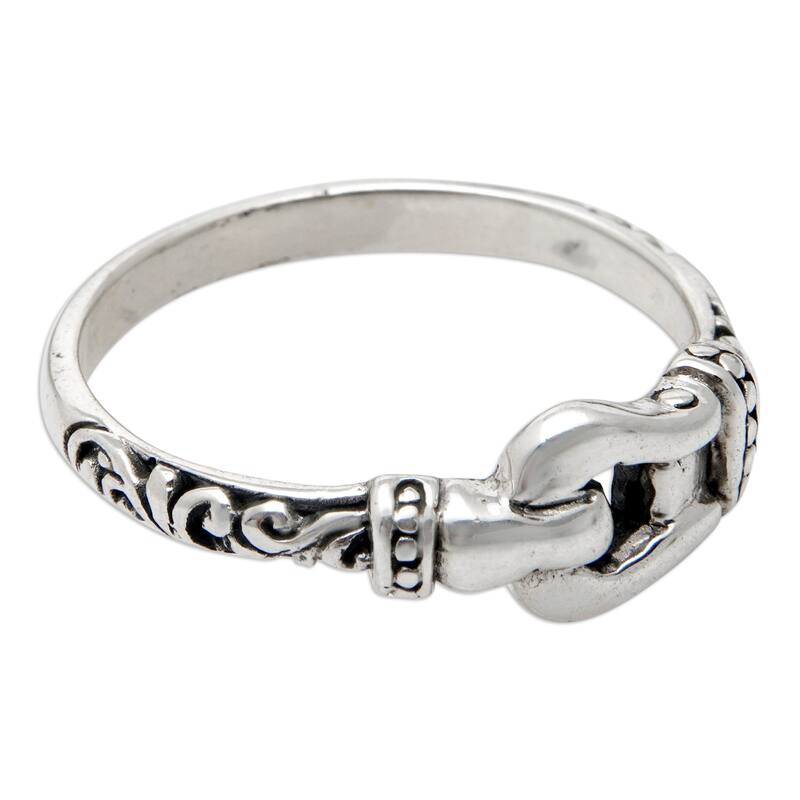 Novica Handmade Linked Together Sterling Silver Band Ring
