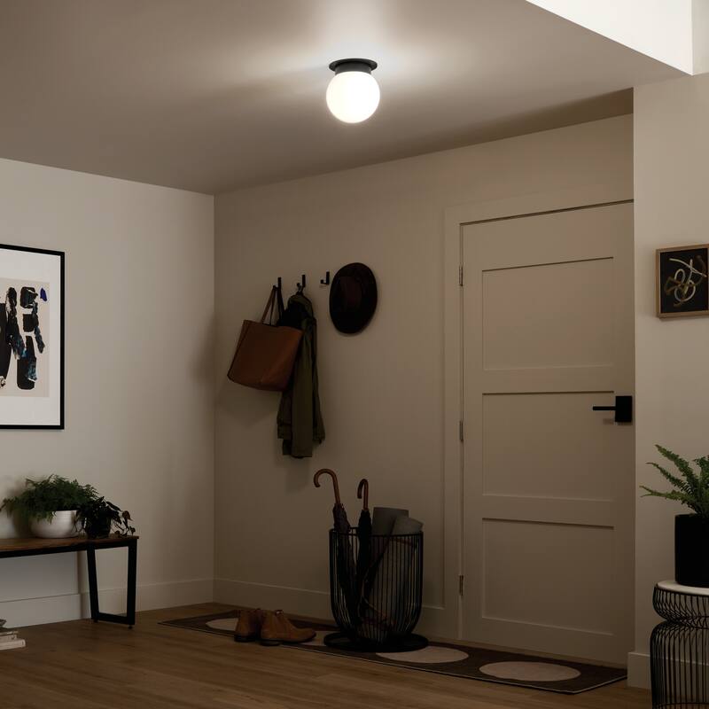 Kichler Lighting Albers 8 in. 1-Light Black Round Flush Mount Light
