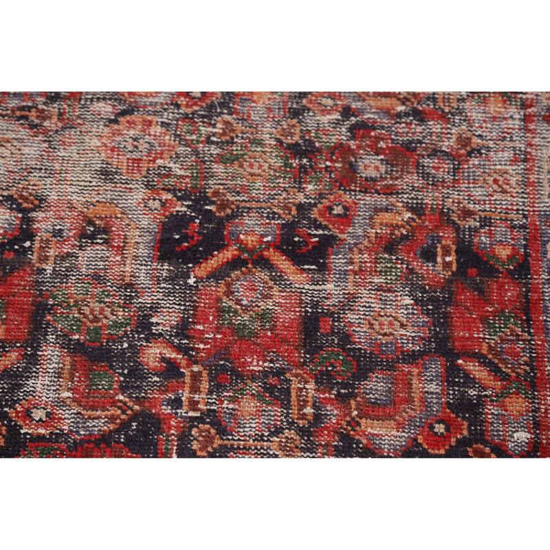 Hand Knotted Oriental 100% Wool Carpet Traditional Geometric Navy Blue & Blues Mahal Area Rug - 7' 1'' X 3' 8''