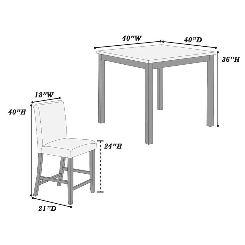 5 Piece Counter Height Dining Set with Footrest