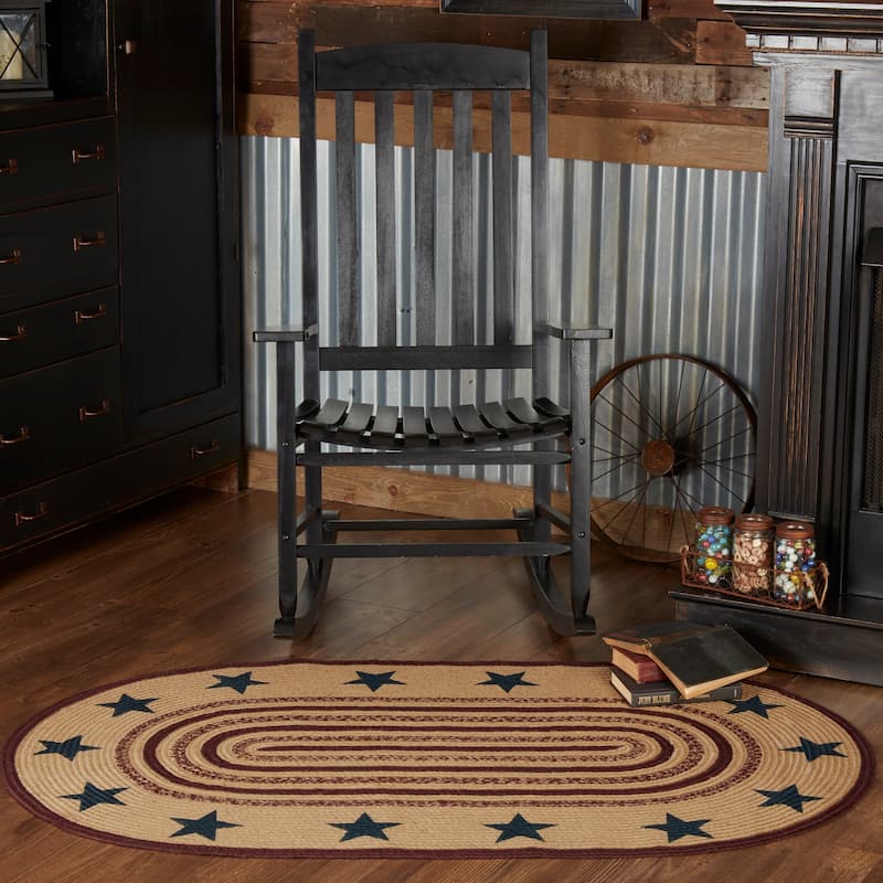 Potomac Jute Rug Oval Stencil Stars w/ Pad 36x60 - 3' x 5' Oval - 3' x 5' Oval - Tan