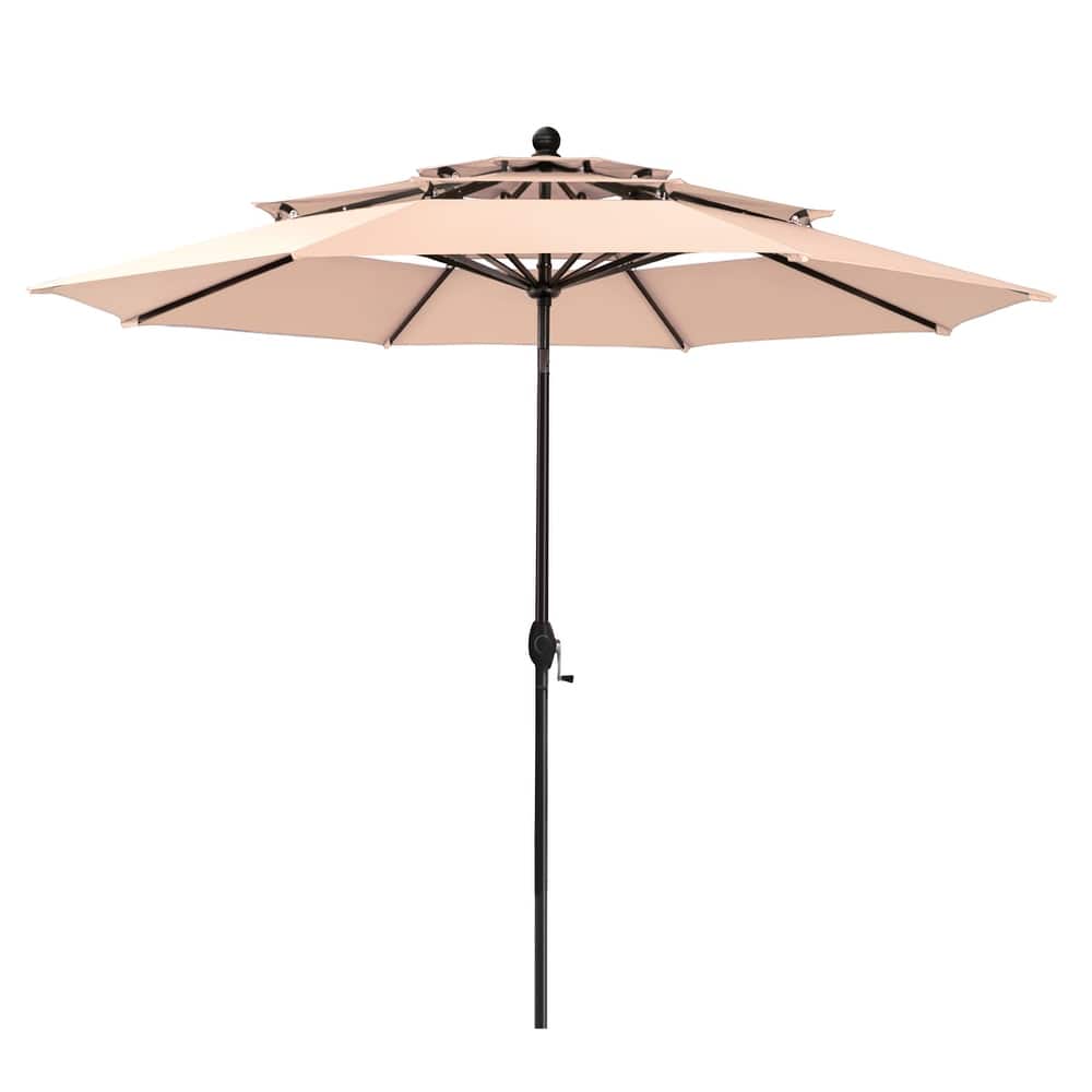 MAISON ARTS 10ft 3 Tiers Vented Patio Outdoor Umbrella with Auto-tilt and Crank Lift