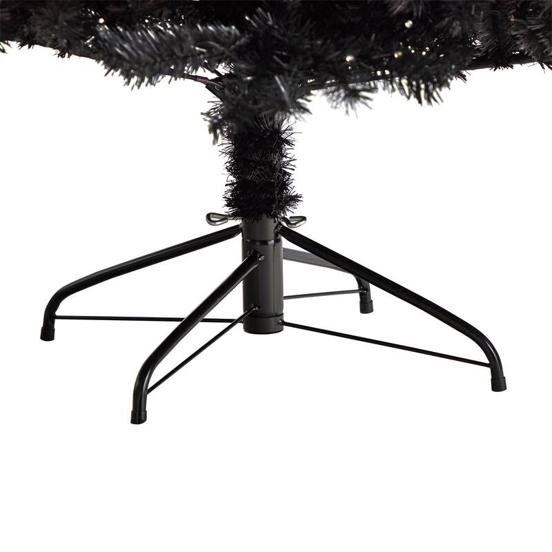 7' Black Artificial Christmas Tree with 500 Clear LED Lights and 1428 Tips