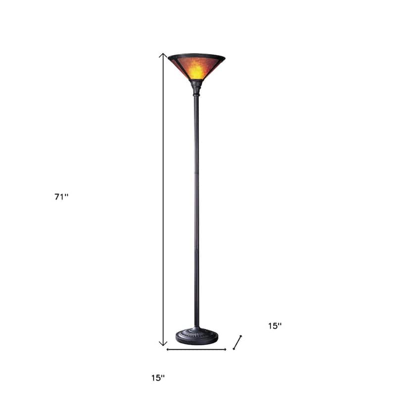 71" Rusted Torchiere Floor Lamp With Brown Dome Shade - 15" x 15" x 71"