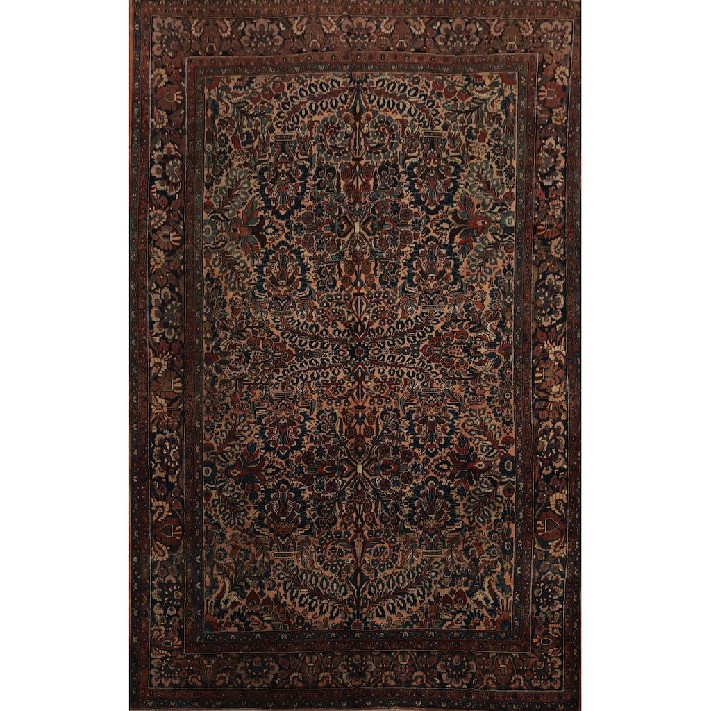 Hand Knotted Oriental 100% Wool Carpet Traditional Floral Oranges & Rust Lilian Area Rug - 11' 3'' X 8' 5''
