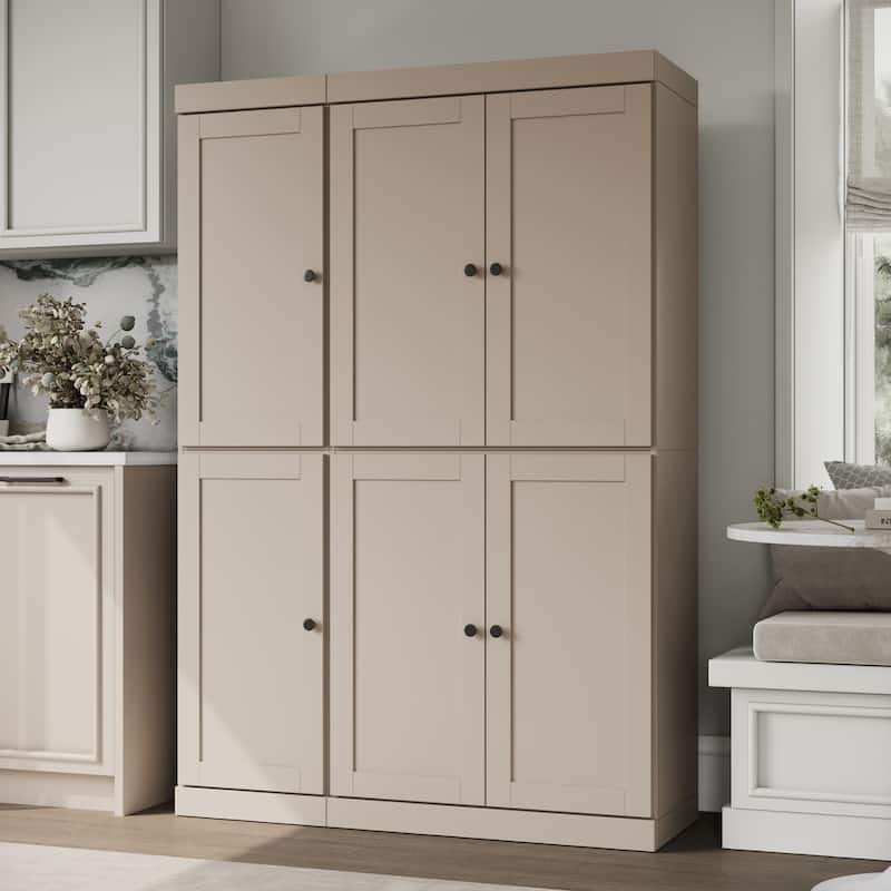 Palace Imports 100% Solid Wood 48.5" Pantry Cabinet with Shaker Doors, 2-Drawers and Adjustable Shelves